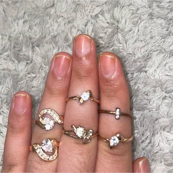 Rhinestone ring set 6 piece ring jewelry - Picture 8 of 14